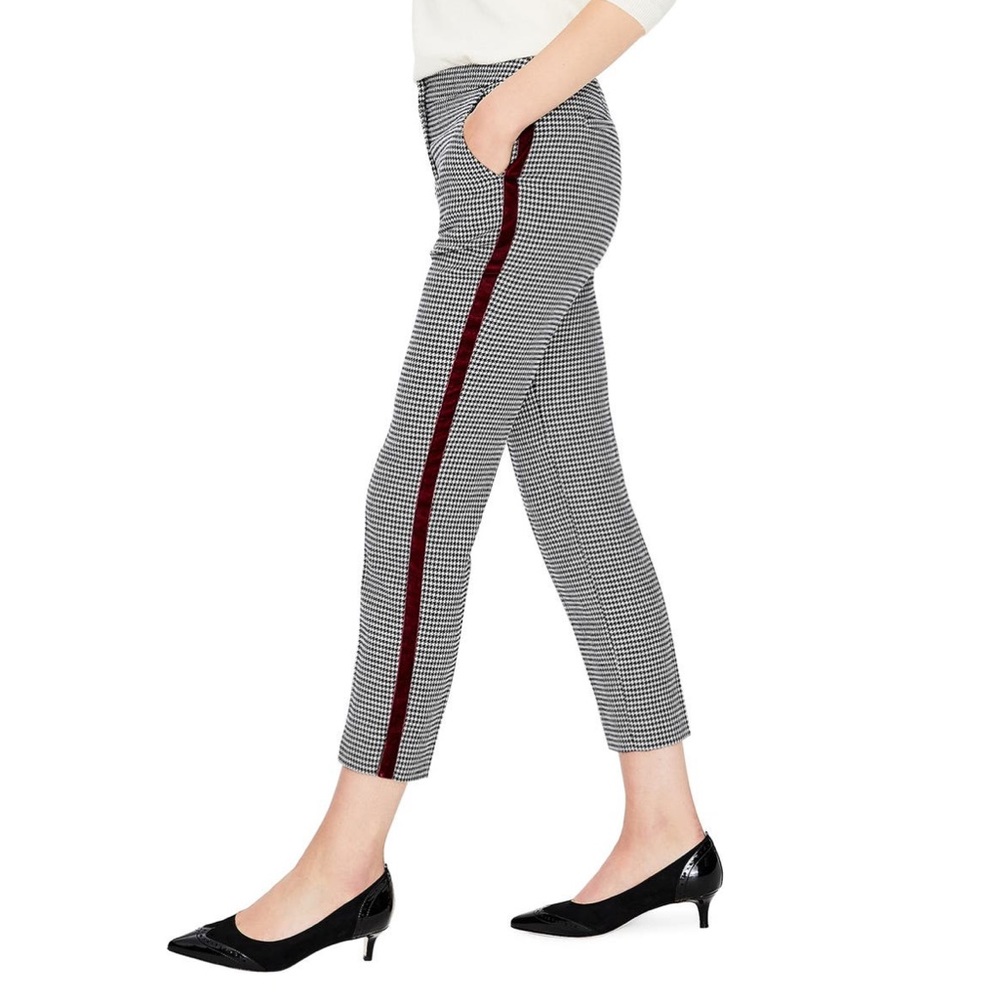 NWT! Boden British Tweed Check Velvet Trim Pants